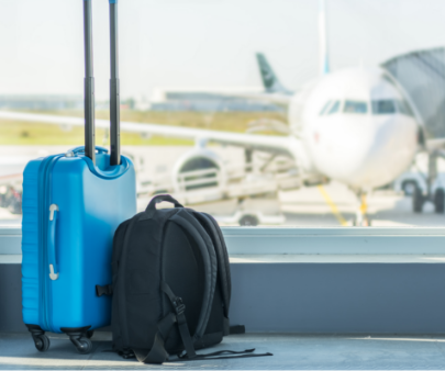 Luggage sitting at airport